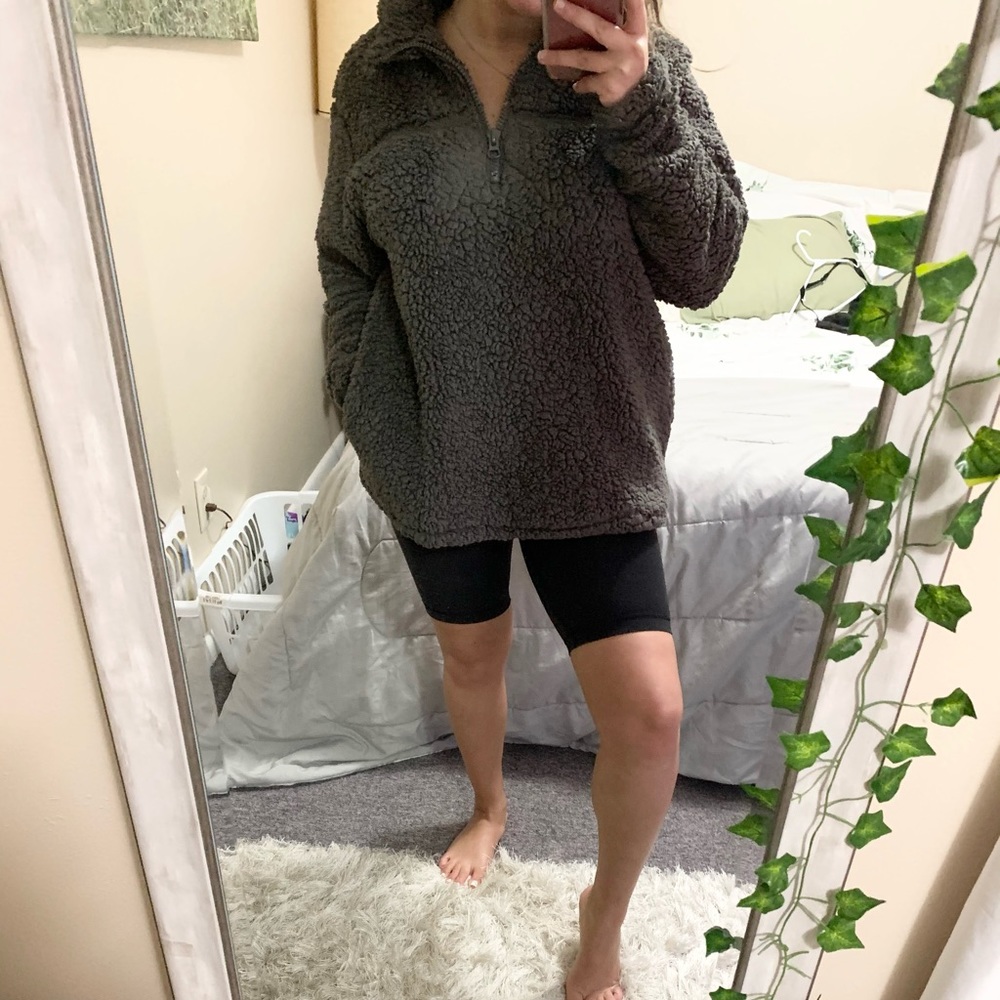 Gray Sherpa Teddy Quarter Zip